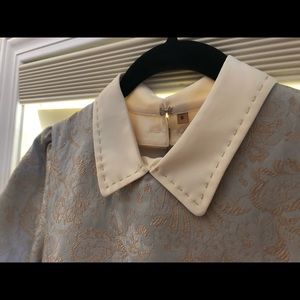 Powder blue, floral, vintage inspired.